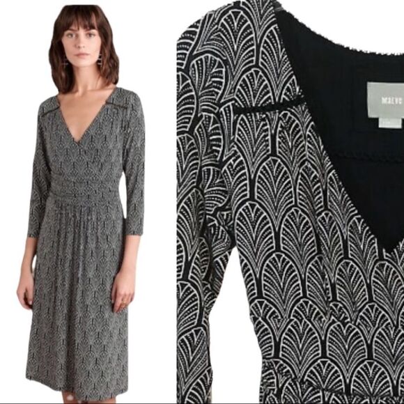 Anthro Maeve galena print 3/4 sleeve midi dress small - Picture 1 of 8